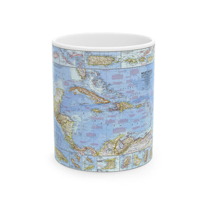 West Indies & Central America (1970) (Map) White Coffee Mug-11oz-The Sticker Space