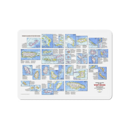 West Indies - Tourist Islands (1981) (Map) Refrigerator Magnet-2" x 2"-The Sticker Space