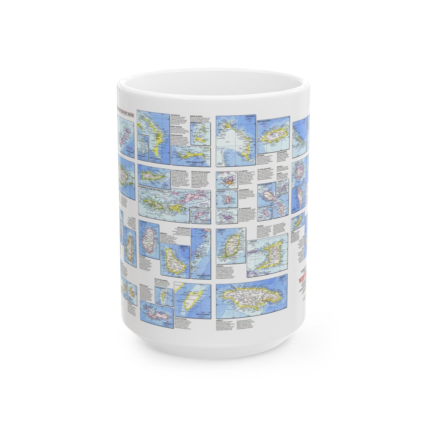 West Indies - Tourist Islands (1981) (Map) White Coffee Mug-15oz-The Sticker Space