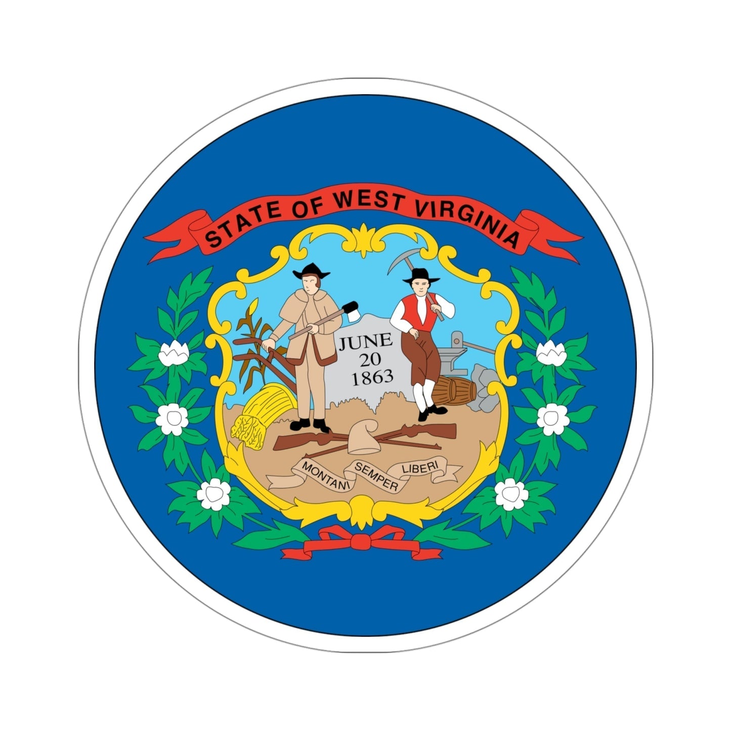 West Virginia State Seal NARA STICKER Vinyl Die-Cut Decal-4 Inch-The Sticker Space