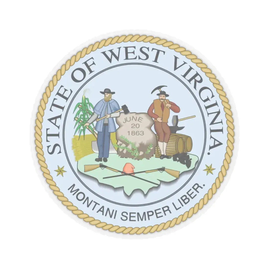 West Virginia State Seal - STICKER Vinyl Kiss-Cut Decal 2 Inch Transparent - The Sticker Space