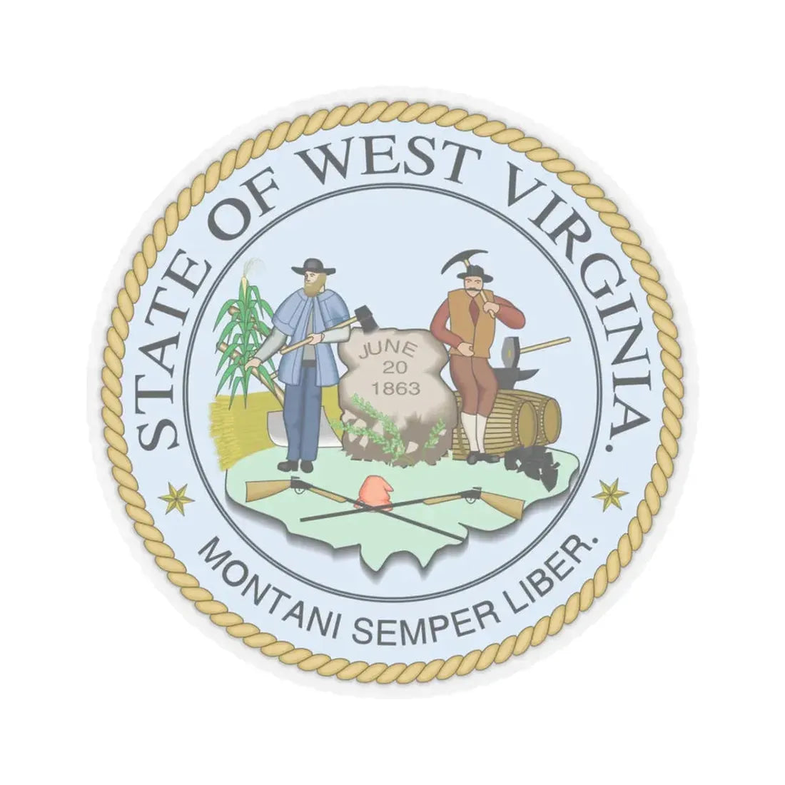 West Virginia State Seal - STICKER Vinyl Kiss-Cut Decal 3 Inch Transparent - The Sticker Space