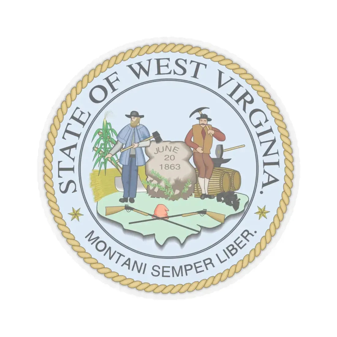 West Virginia State Seal - STICKER Vinyl Kiss-Cut Decal 4 Inch Transparent - The Sticker Space