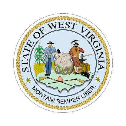 West Virginia State Seal - STICKER Vinyl Kiss-Cut Decal 6 Inch White - The Sticker Space