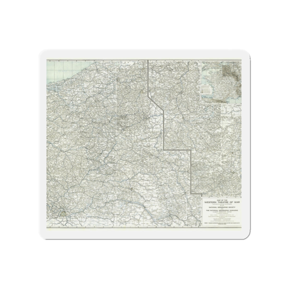 Western Theatre of War (1918) (Map) Refrigerator Magnet-2" x 2"-The Sticker Space