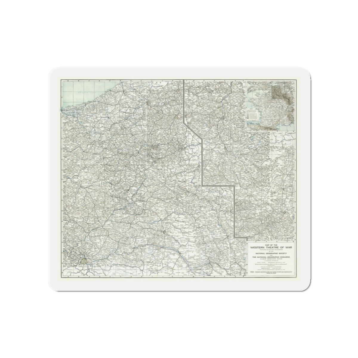 Western Theatre of War (1918) (Map) Refrigerator Magnet-3" x 3"-The Sticker Space