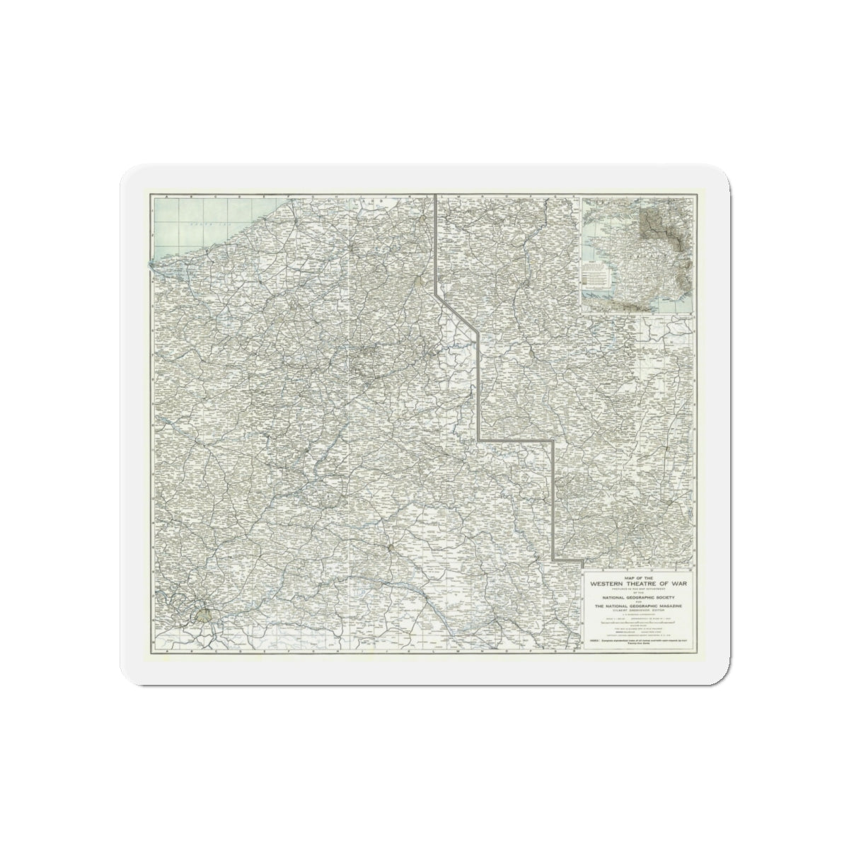 Western Theatre of War (1918) (Map) Refrigerator Magnet-4" x 4"-The Sticker Space