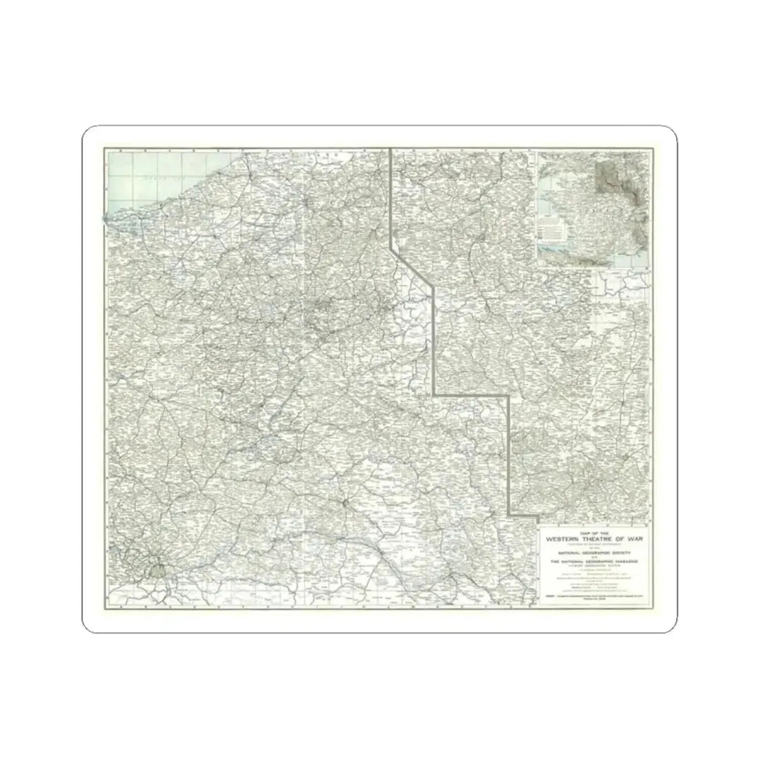 Western Theatre of War (1918) (Map) STICKER Vinyl Kiss-Cut Decal 2 Inch White - The Sticker Space