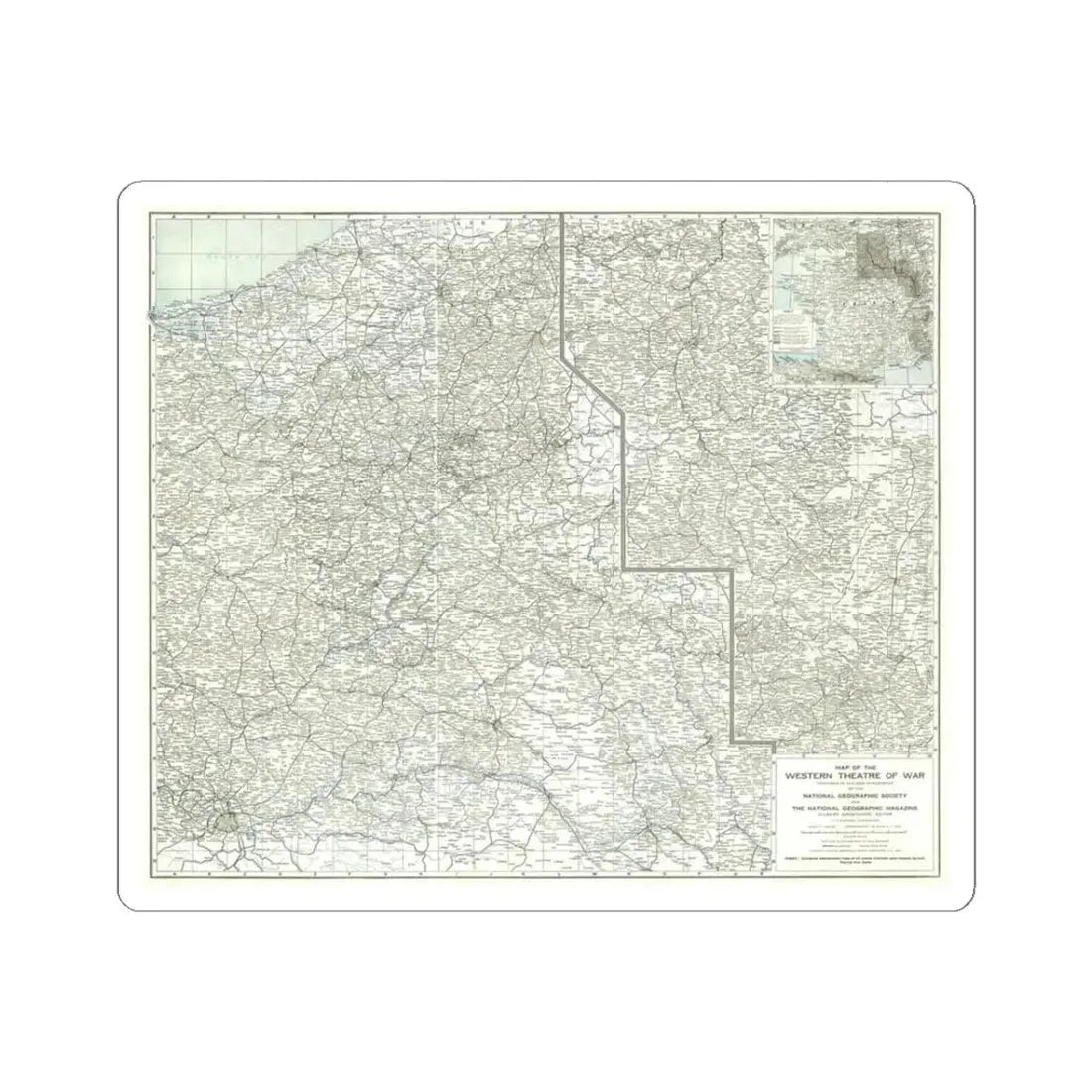 Western Theatre of War (1918) (Map) STICKER Vinyl Kiss-Cut Decal 3 Inch White - The Sticker Space