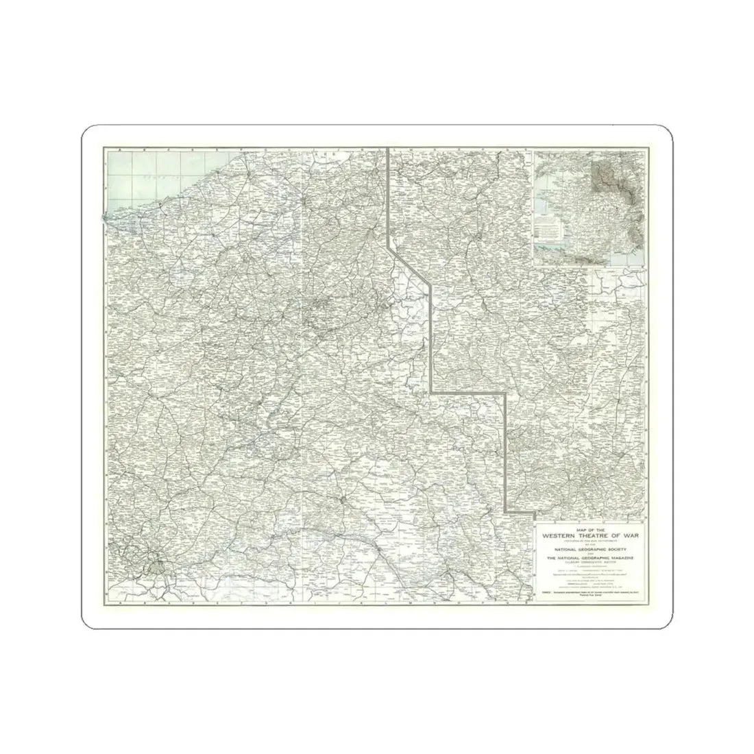 Western Theatre of War (1918) (Map) STICKER Vinyl Kiss-Cut Decal 6 Inch White - The Sticker Space