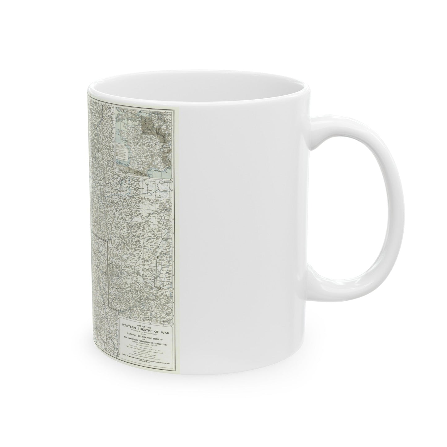 Western Theatre of War (1918) (Map) White Coffee Mug-The Sticker Space