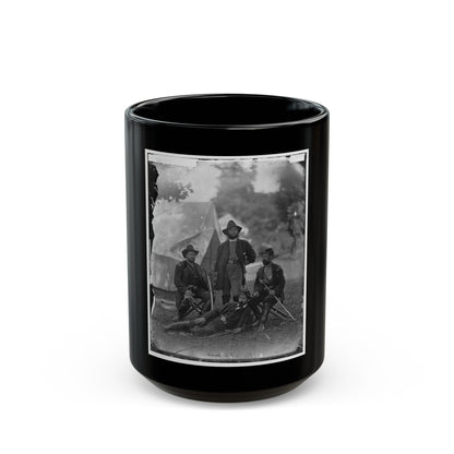 Westover Landing, Va. Col. James H. Childs (Standing) With Other Officers Of The 4th Pennsylvania Cavalry (U.S. Civil War) Black Coffee Mug-15oz-The Sticker Space