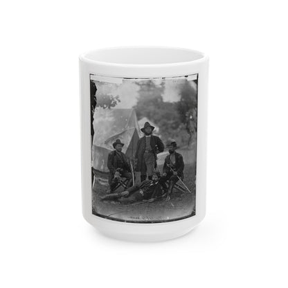 Westover Landing, Va. Col. James H. Childs (Standing) With Other Officers Of The 4th Pennsylvania Cavalry (U.S. Civil War) White Coffee Mug-15oz-The Sticker Space