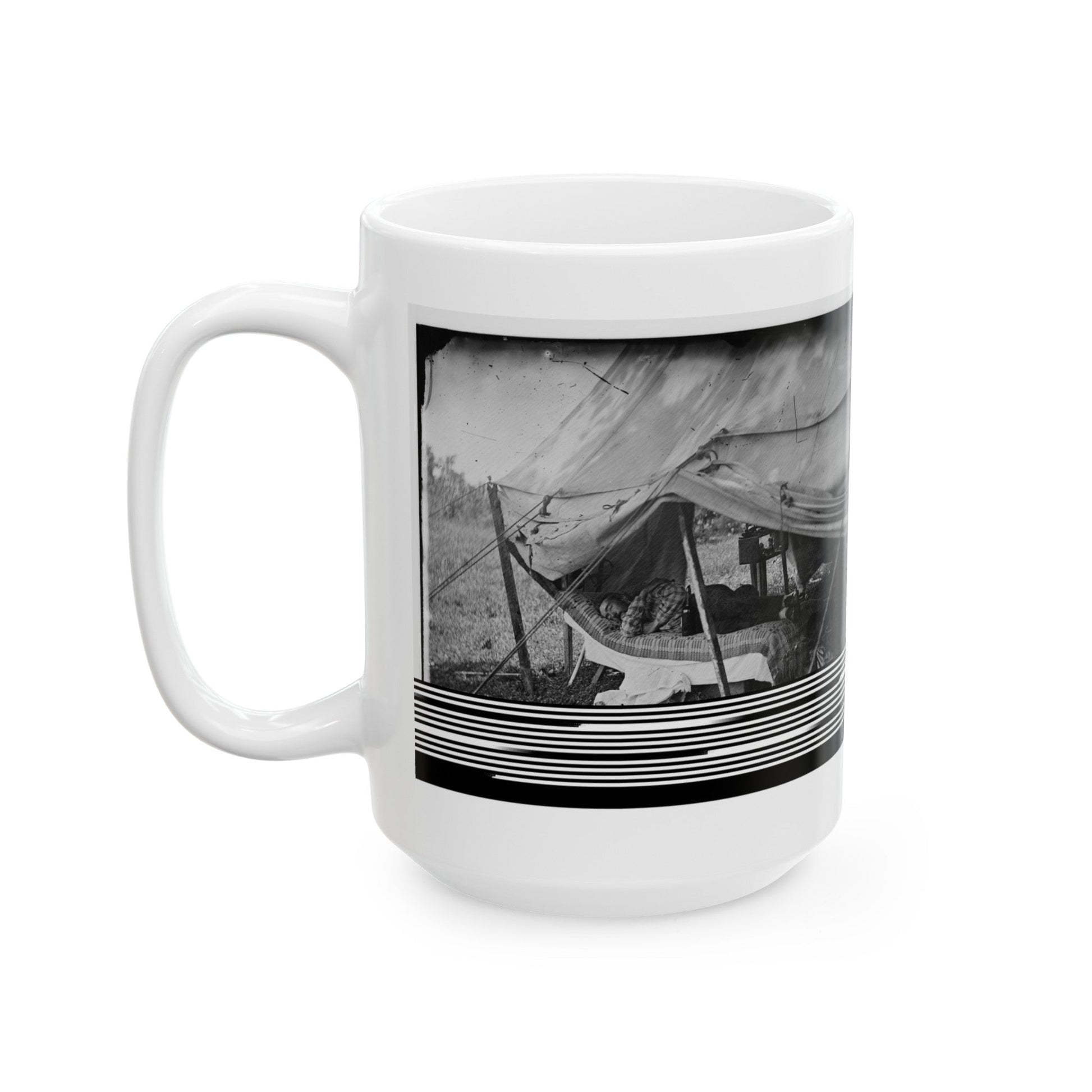 Westover Landing, Va. Lt. Col. Samuel W. Owen, 3d Pennsylvania Cavalry, Caught Napping (U.S. Civil War) White Coffee Mug-The Sticker Space