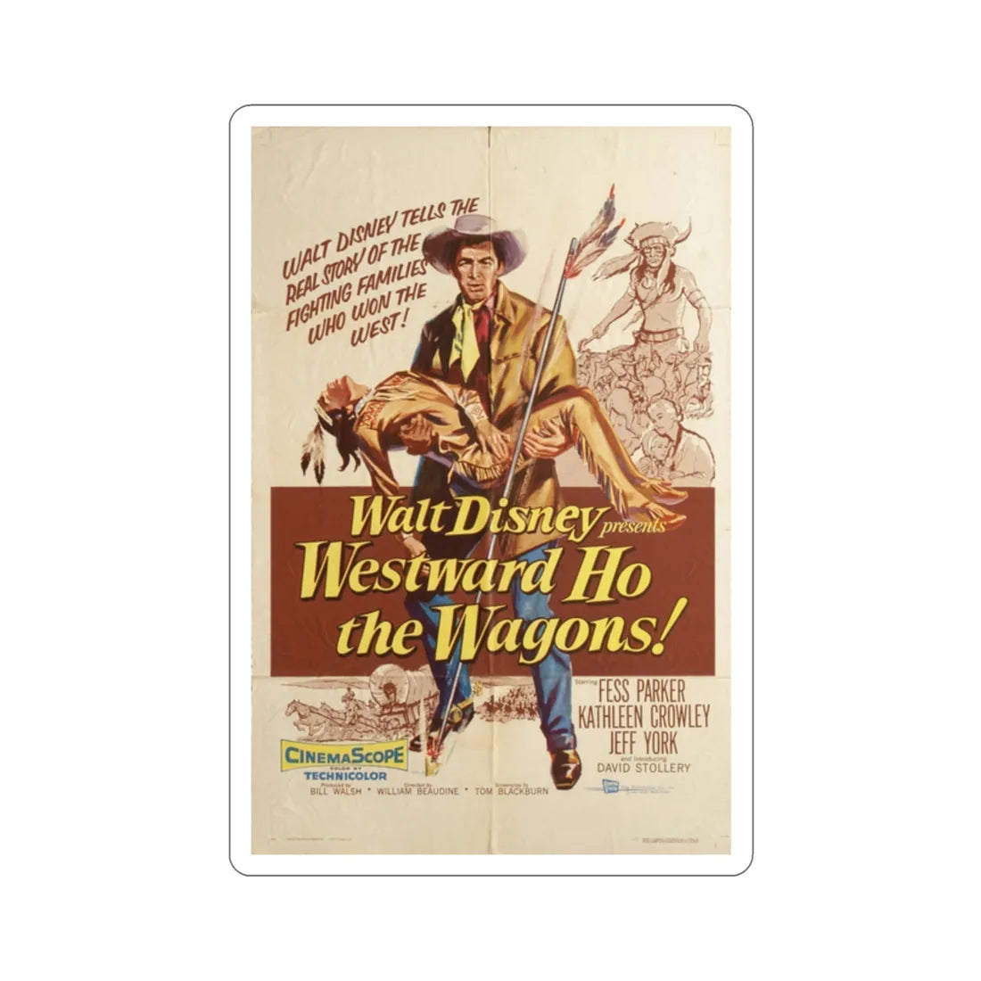 Westward Ho the Wagons 1956 Movie Poster STICKER Vinyl Die-Cut Decal 2 Inch - The Sticker Space