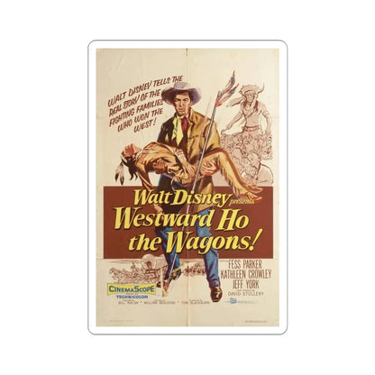 Westward Ho the Wagons 1956 Movie Poster - STICKER Vinyl Kiss-Cut Decal 4 Inch White - The Sticker Space