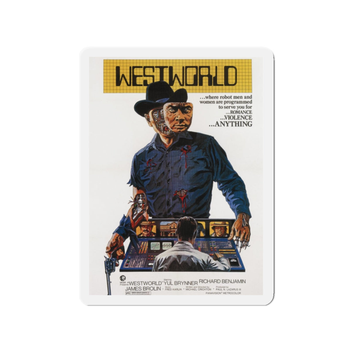 WESTWORLD 1973 Movie Poster - Refrigerator Magnet-2" x 2"-The Sticker Space