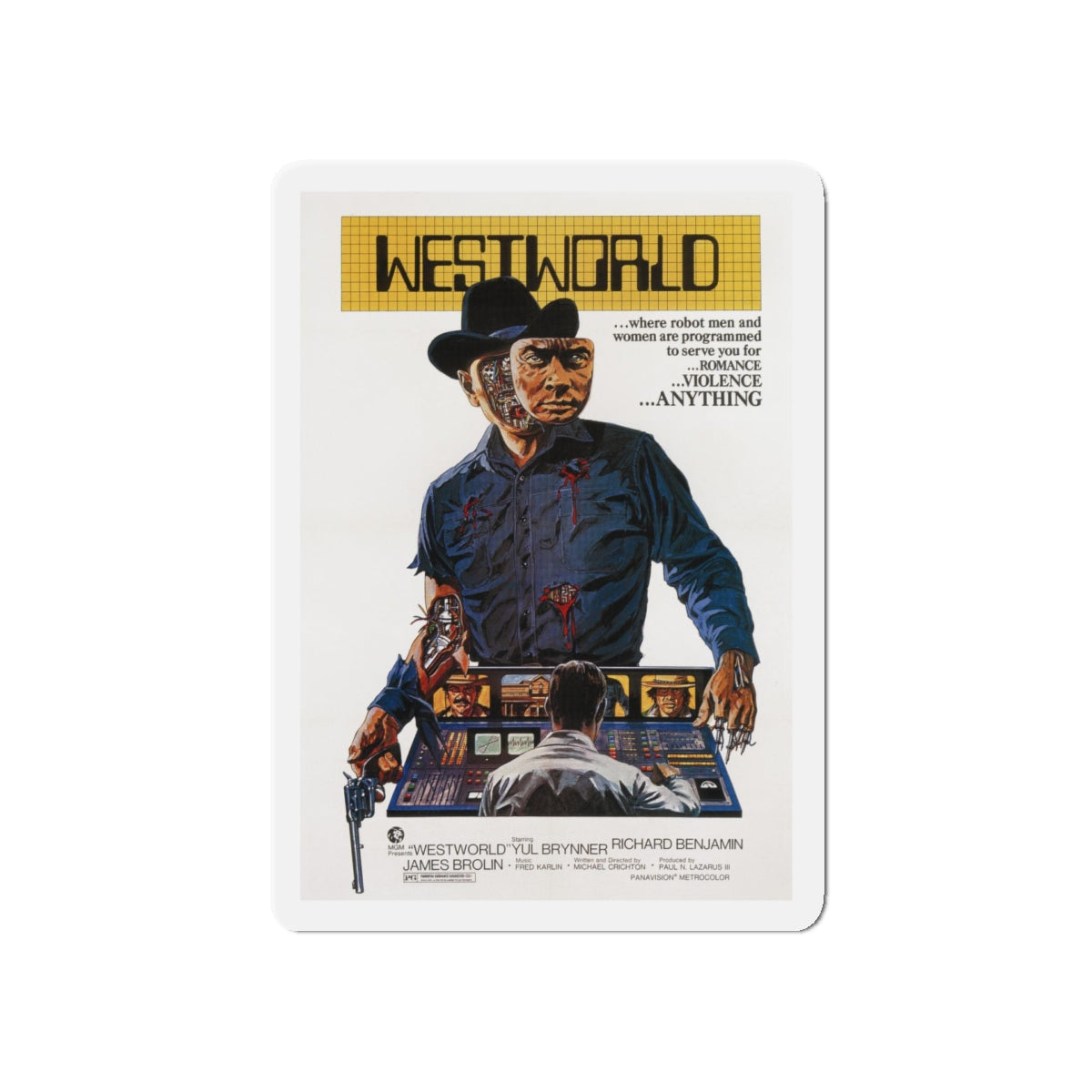 WESTWORLD 1973 Movie Poster - Refrigerator Magnet-5" x 5"-The Sticker Space