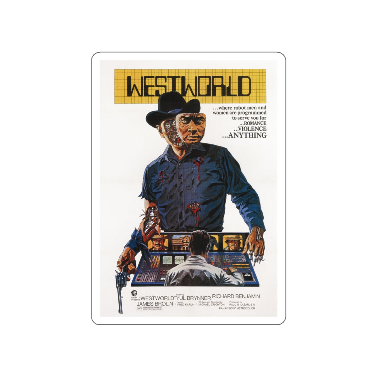 WESTWORLD 1973 Movie Poster STICKER Vinyl Die-Cut Decal-White-The Sticker Space