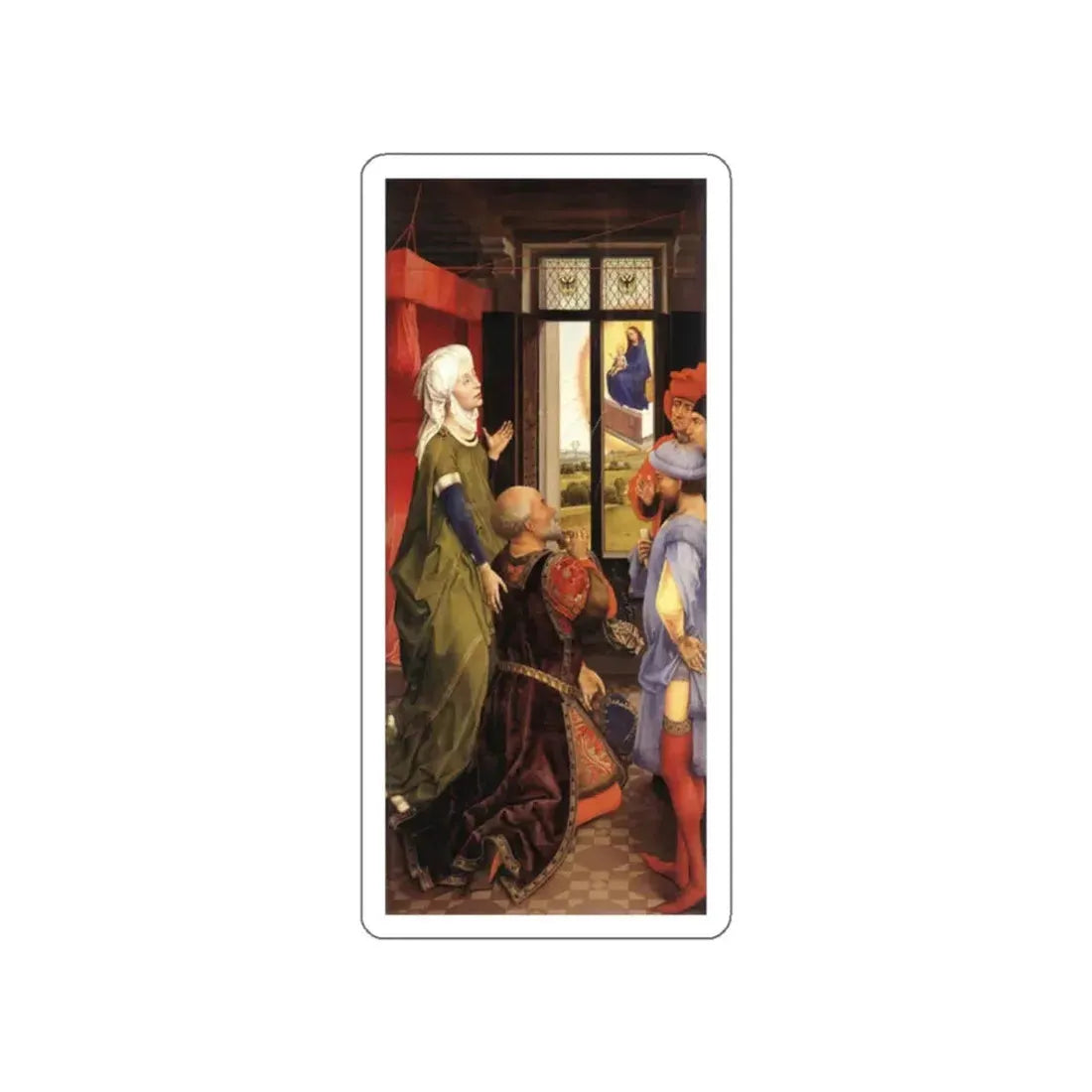 WEYDEN, Rogier van der - Bladelin Triptych (left wing) (Artwork) STICKER Vinyl Die-Cut Decal White Die-Cut 2 Inch - The Sticker Space