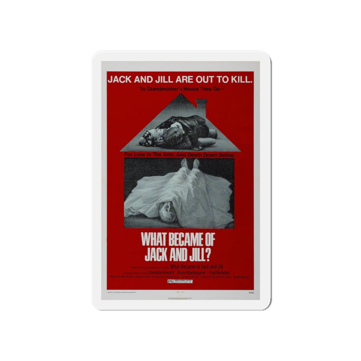 WHAT BECAME OF JACK AND JILL 1972 Movie Poster - Refrigerator Magnet-4" x 4"-The Sticker Space