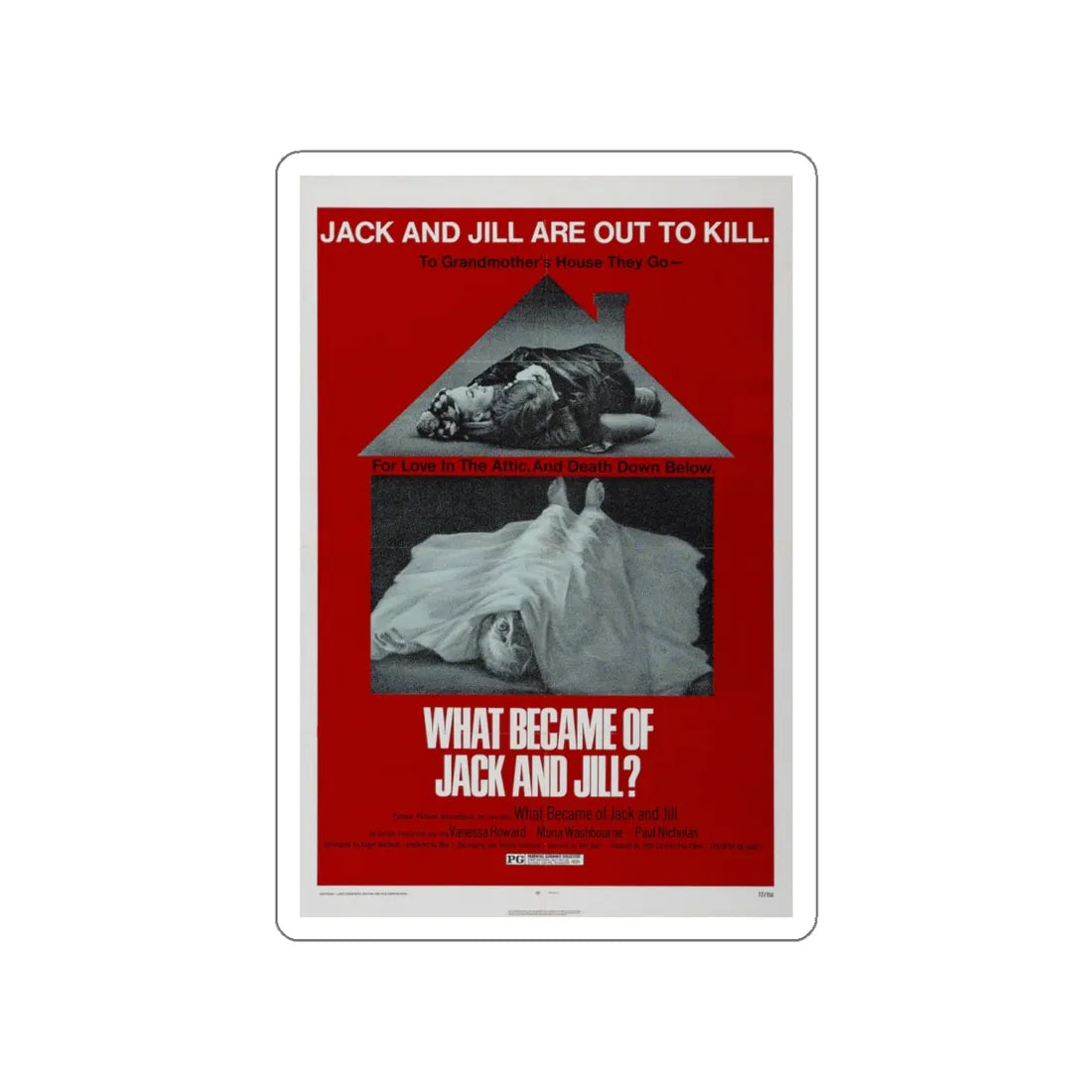 WHAT BECAME OF JACK AND JILL 1972 Movie Poster STICKER Vinyl Die-Cut Decal 4 Inch - The Sticker Space