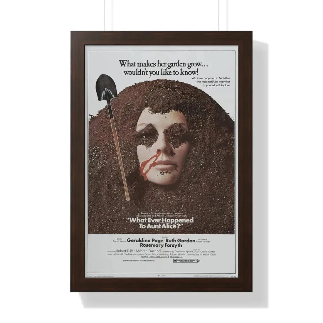 WHAT EVER HAPPENED TO AUNT ALICE 1969 - Framed Movie Poster 16″ x 24″ Walnut - The Sticker Space