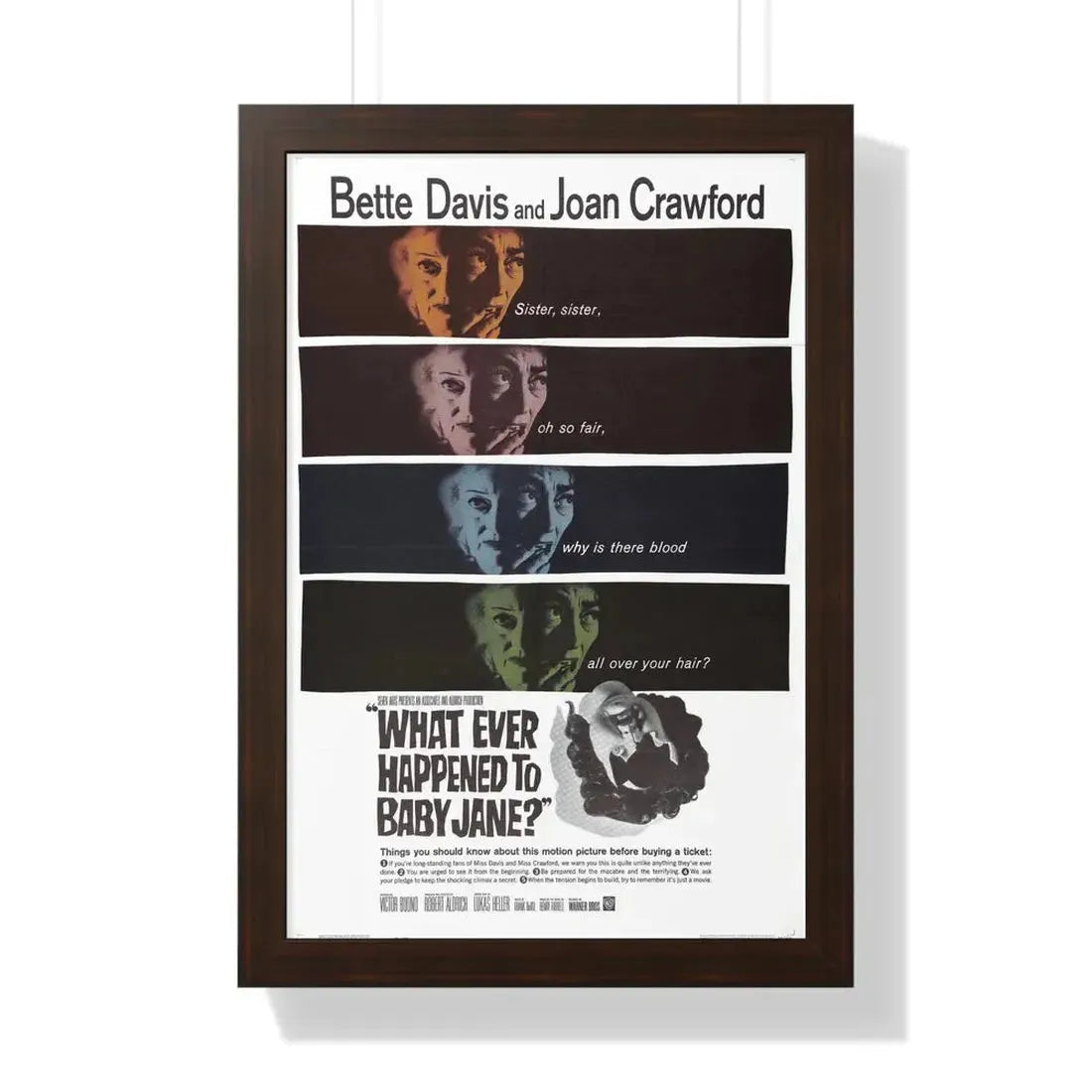 WHAT EVER HAPPENED TO BABY JANE 1962 - Framed Movie Poster 16″ x 24″ Walnut - The Sticker Space