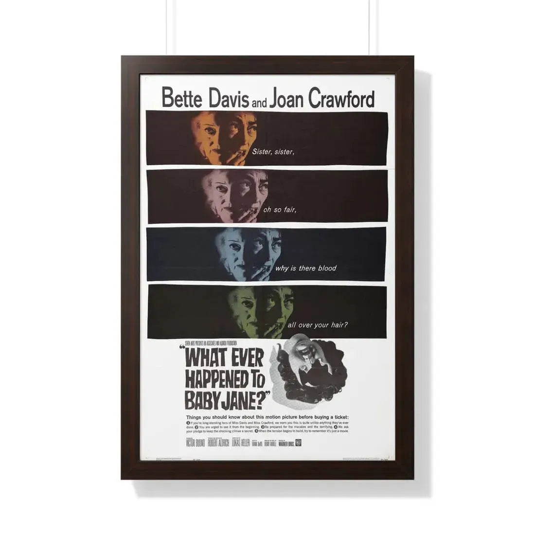 WHAT EVER HAPPENED TO BABY JANE 1962 - Framed Movie Poster 20" x 30" Walnut - The Sticker Space