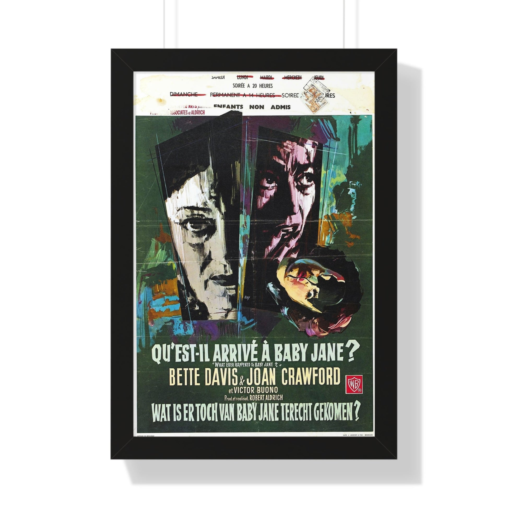 WHAT EVER HAPPENED TO BABY JANE (BELGIAN) 1962 - Framed Movie Poster-16″ x 24″-The Sticker Space