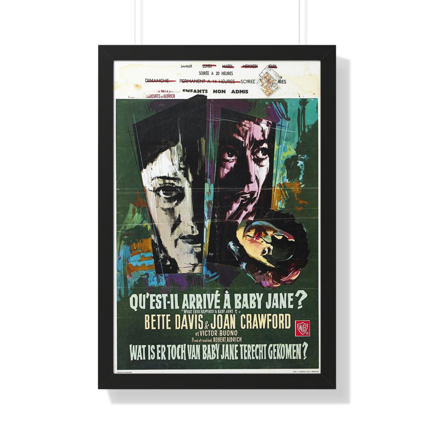 WHAT EVER HAPPENED TO BABY JANE (BELGIAN) 1962 - Framed Movie Poster-20" x 30"-The Sticker Space