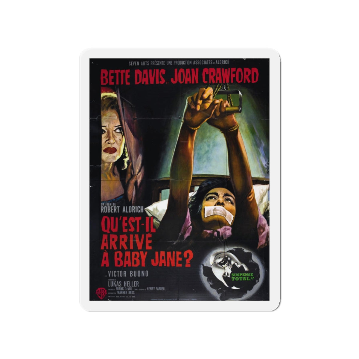 WHAT EVER HAPPENED TO BABY JANE (FRENCH) 1962 Movie Poster - Refrigerator Magnet-3" x 3"-The Sticker Space