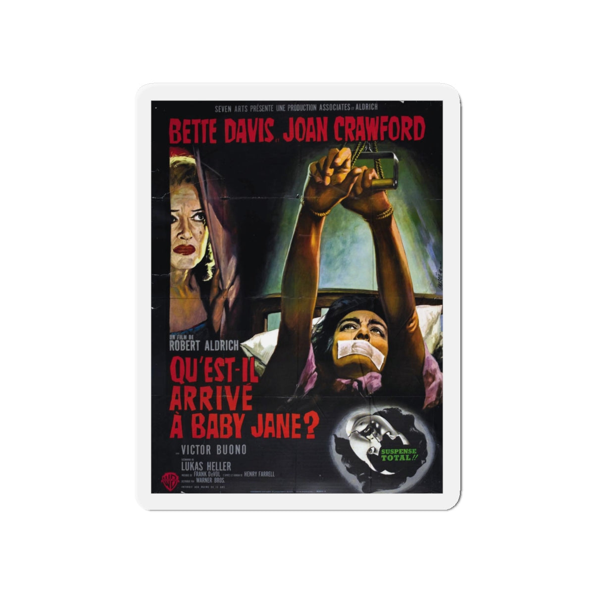 WHAT EVER HAPPENED TO BABY JANE (FRENCH) 1962 Movie Poster - Refrigerator Magnet-4" x 4"-The Sticker Space