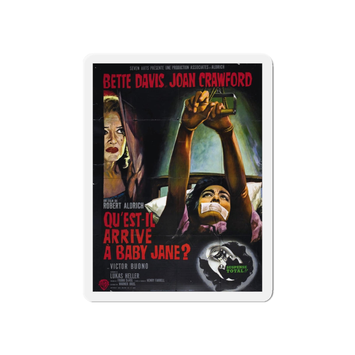 WHAT EVER HAPPENED TO BABY JANE (FRENCH) 1962 Movie Poster - Refrigerator Magnet-6 × 6"-The Sticker Space