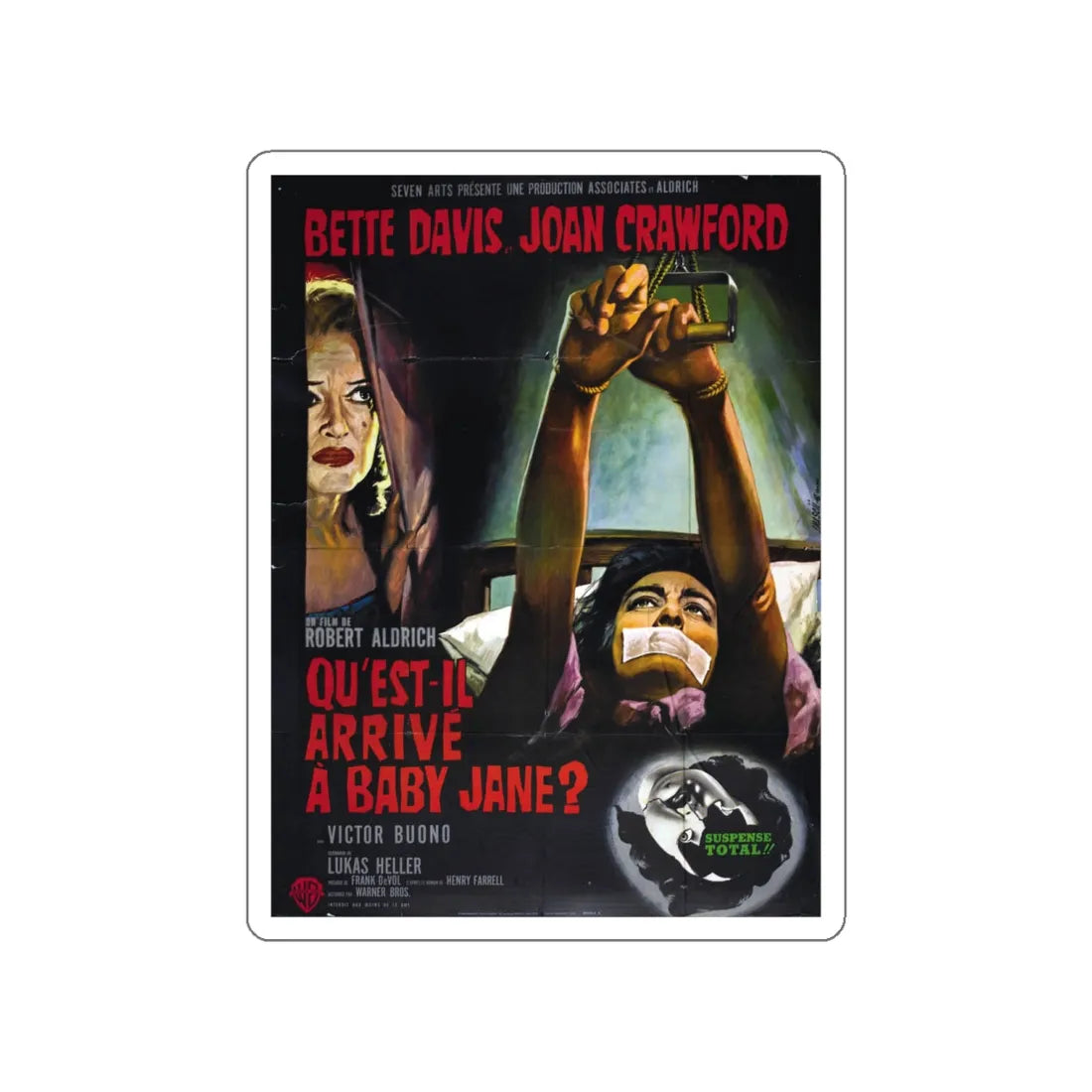 WHAT EVER HAPPENED TO BABY JANE (FRENCH) 1962 Movie Poster STICKER Vinyl Die-Cut Decal 5 Inch - The Sticker Space