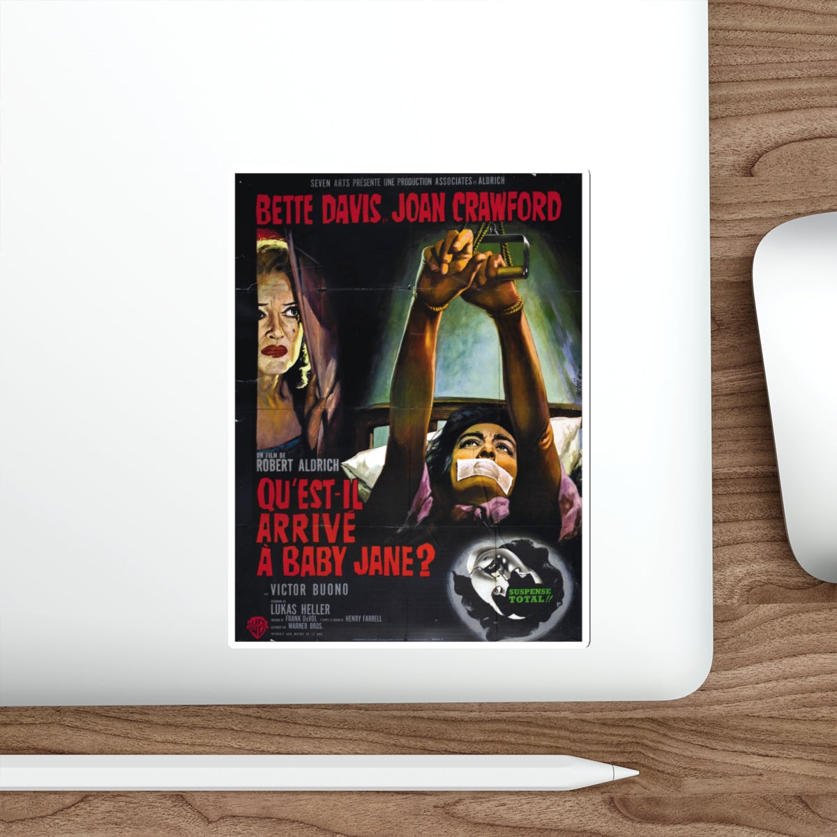 WHAT EVER HAPPENED TO BABY JANE (FRENCH) 1962 Movie Poster STICKER Vinyl Die-Cut Decal-The Sticker Space