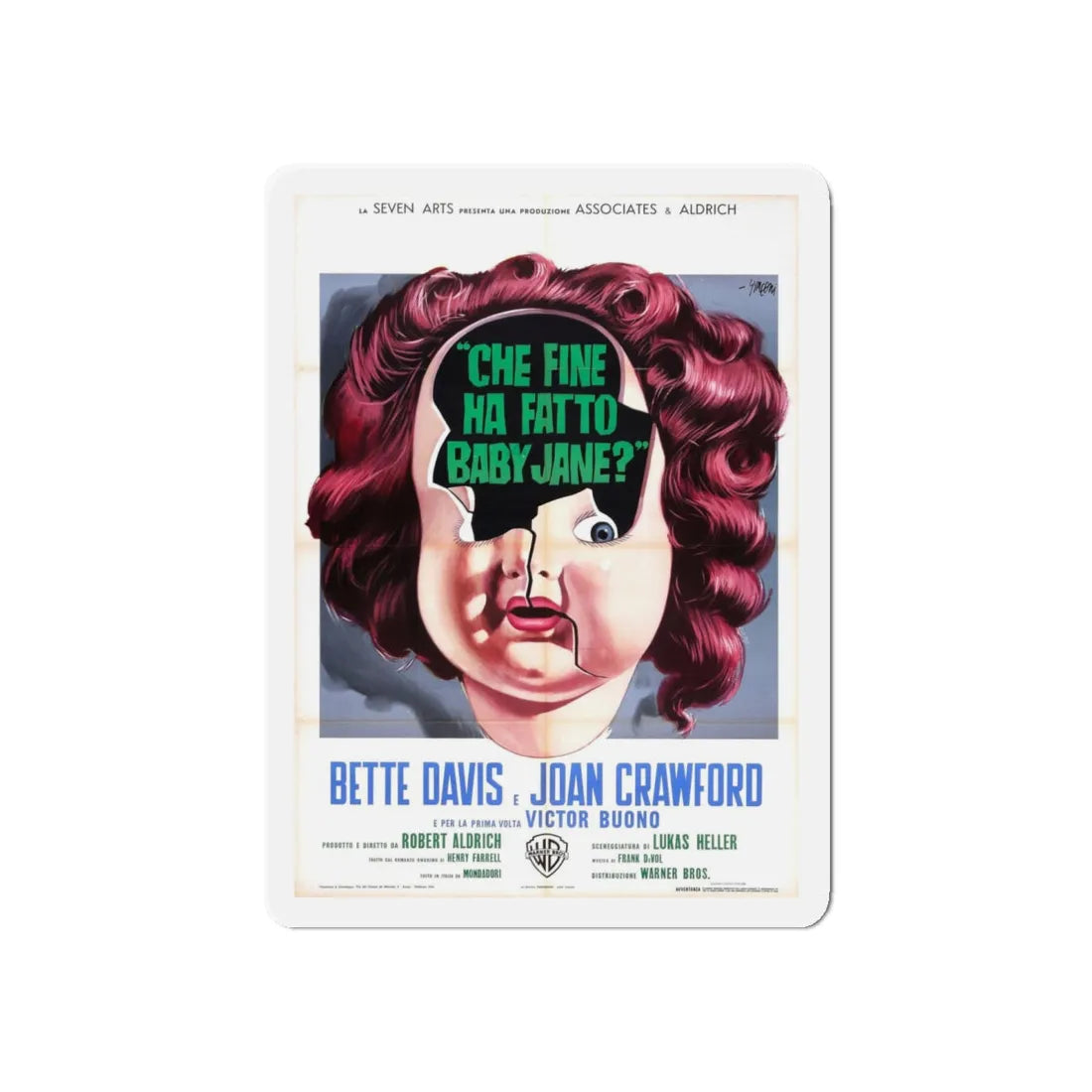 WHAT EVER HAPPENED TO BABY JANE (ITALIAN) 1962 Movie Poster - Refrigerator Magnet 6 Inch - The Sticker Space