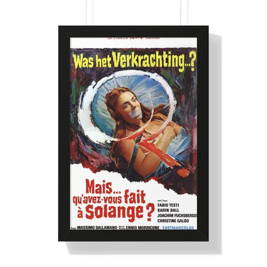 WHAT HAVE YOU DONE TO SOLANGE (BELGIAN) 1972 - Framed Movie Poster 16″ x 24″ Black - The Sticker Space