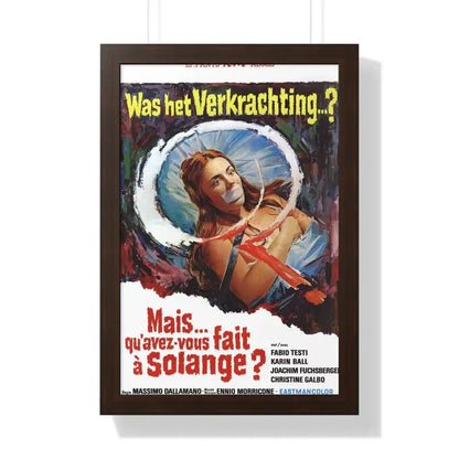 WHAT HAVE YOU DONE TO SOLANGE (BELGIAN) 1972 - Framed Movie Poster 16″ x 24″ Walnut - The Sticker Space