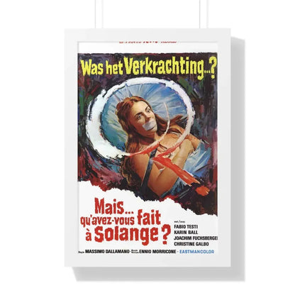 WHAT HAVE YOU DONE TO SOLANGE (BELGIAN) 1972 - Framed Movie Poster 16″ x 24″ White - The Sticker Space
