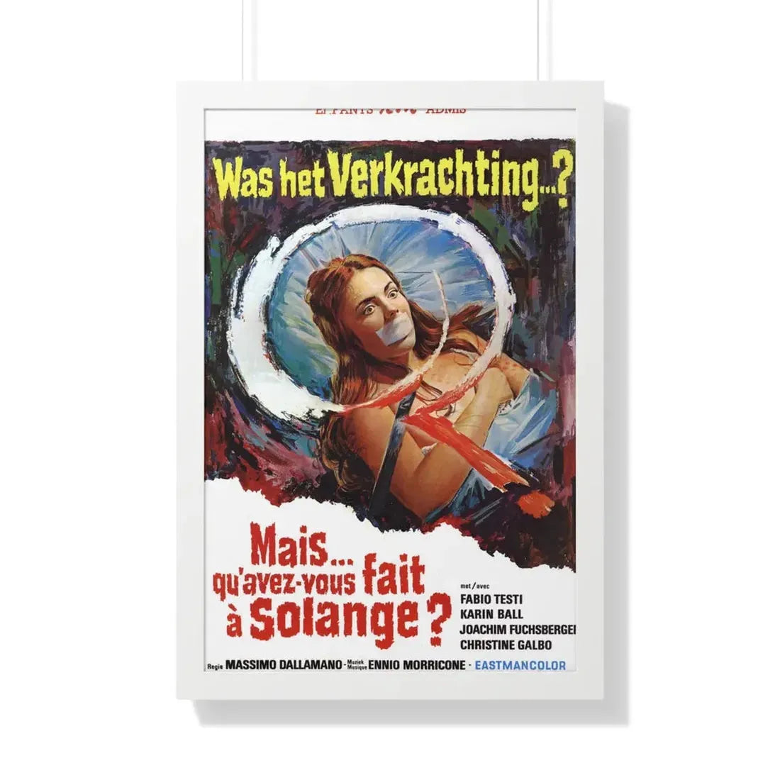 WHAT HAVE YOU DONE TO SOLANGE (BELGIAN) 1972 - Framed Movie Poster 20" x 30" White - The Sticker Space