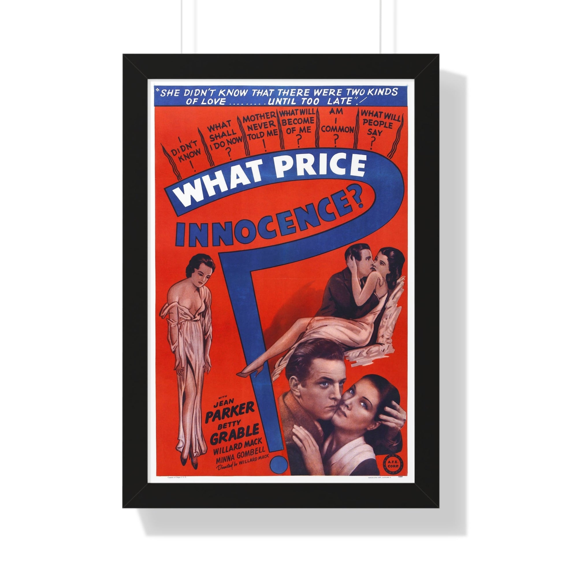 WHAT PRICE INNOCENCE 1933 - Framed Movie Poster-16″ x 24″-The Sticker Space