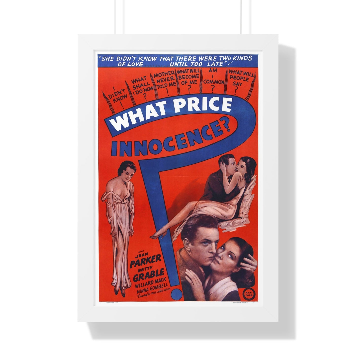 WHAT PRICE INNOCENCE 1933 - Framed Movie Poster-16″ x 24″-The Sticker Space