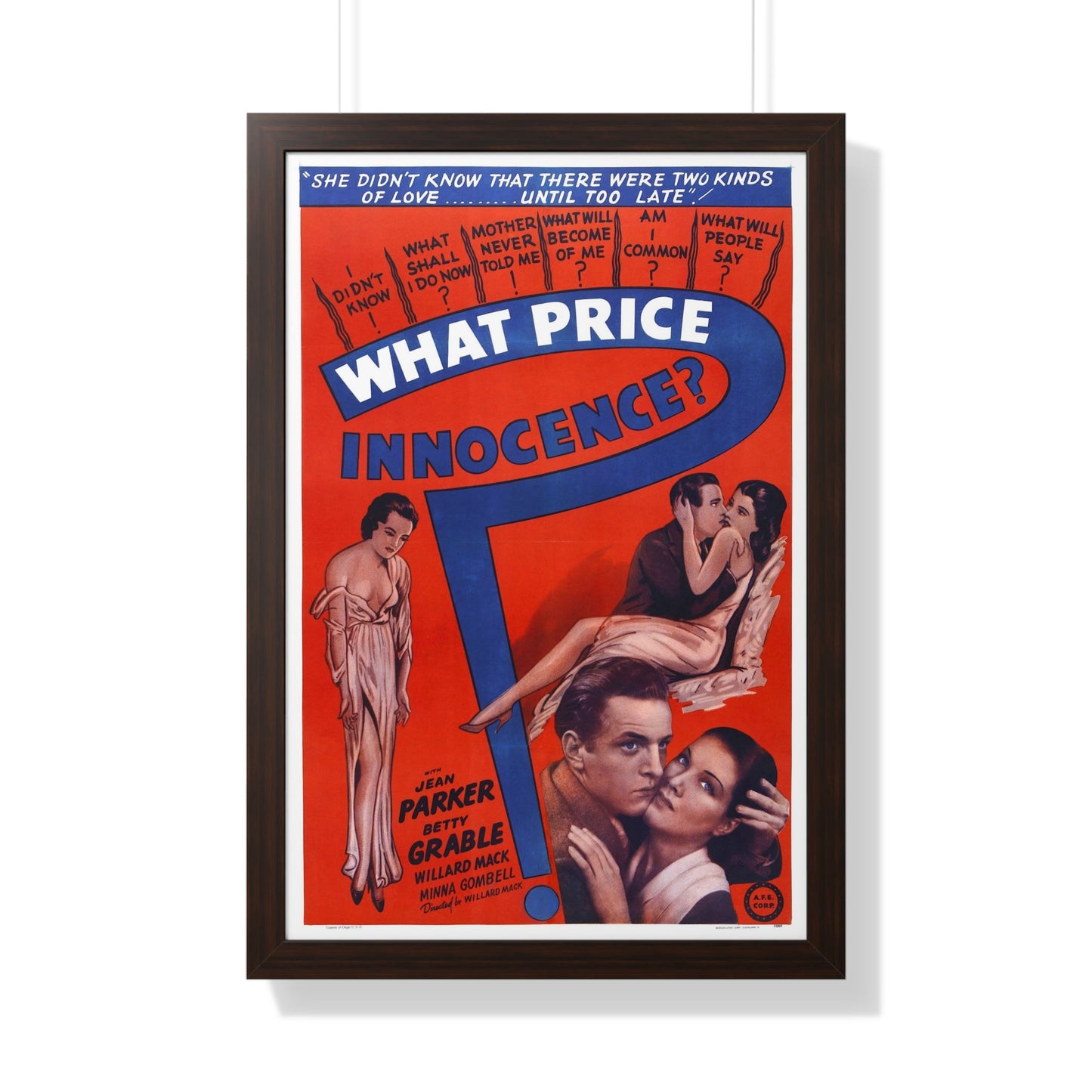 WHAT PRICE INNOCENCE 1933 - Framed Movie Poster-20" x 30"-The Sticker Space