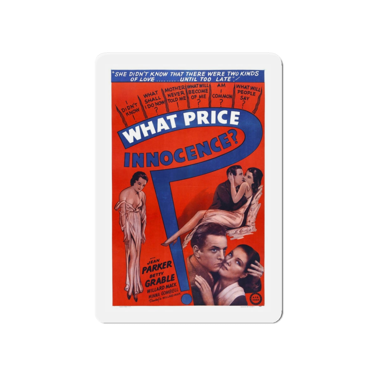 WHAT PRICE INNOCENCE 1933 Movie Poster - Refrigerator Magnet-4" x 4"-The Sticker Space