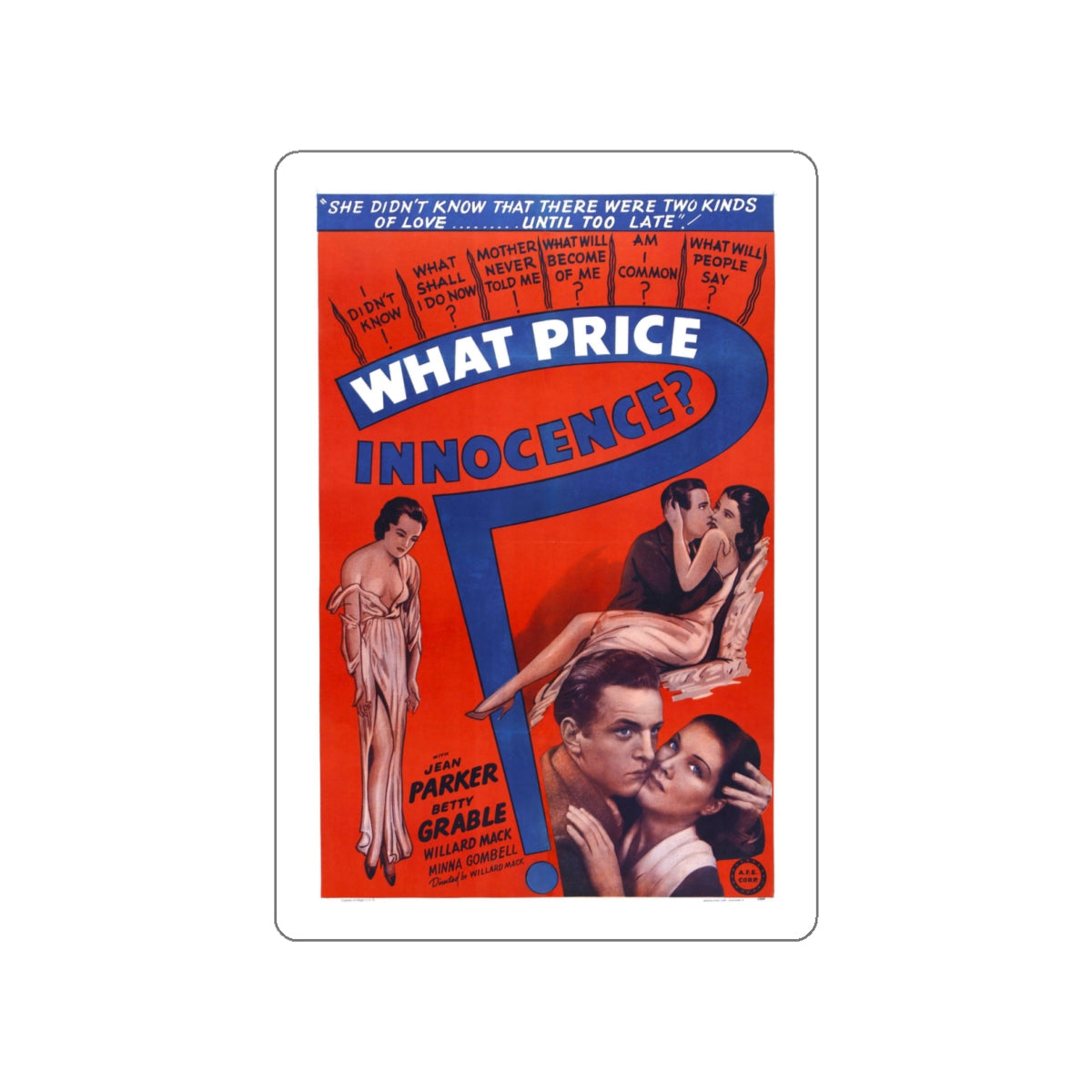 WHAT PRICE INNOCENCE 1933 Movie Poster STICKER Vinyl Die-Cut Decal-White-The Sticker Space