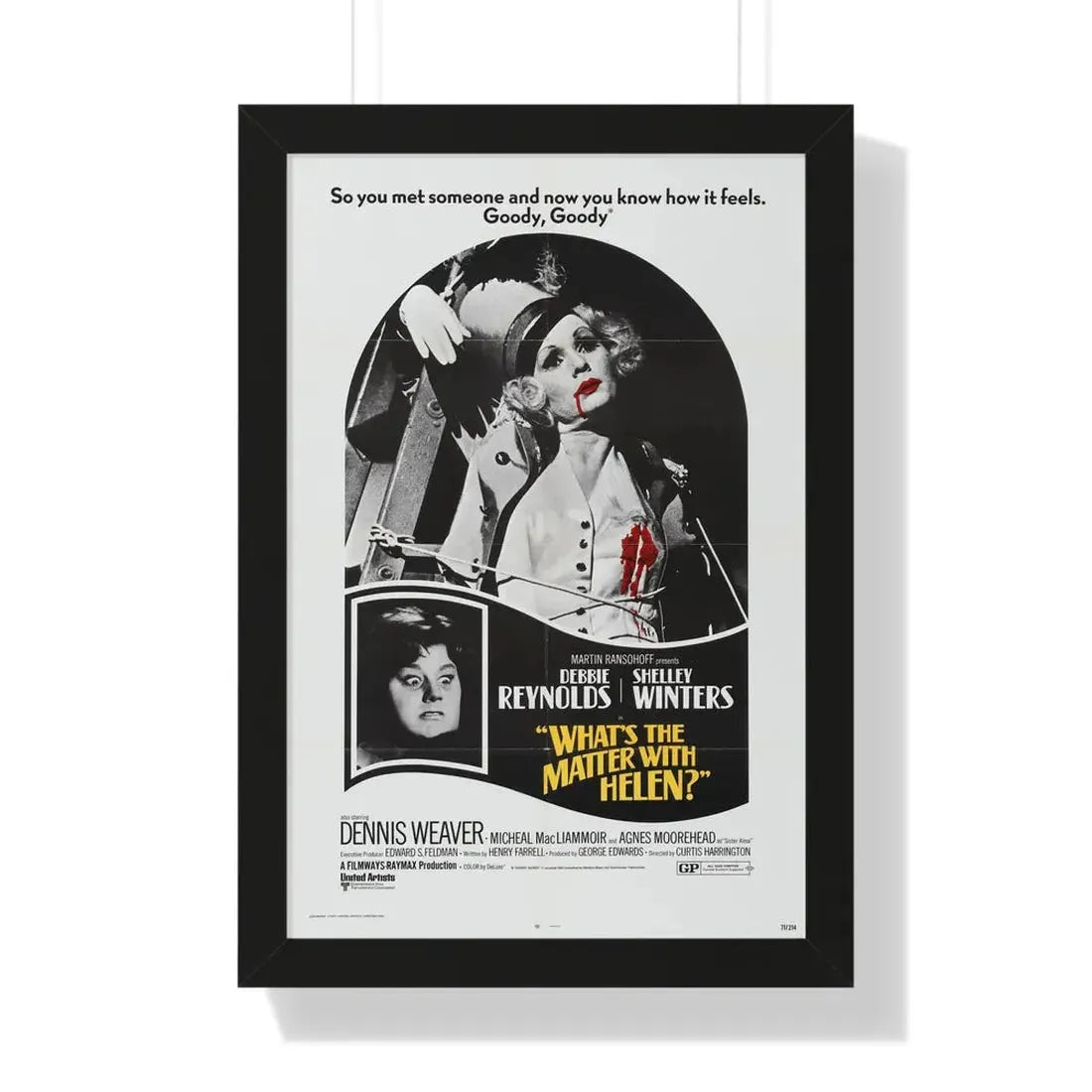 WHAT'S THE MATTER WITH HELEN 1971 - Framed Movie Poster 16″ x 24″ Black - The Sticker Space