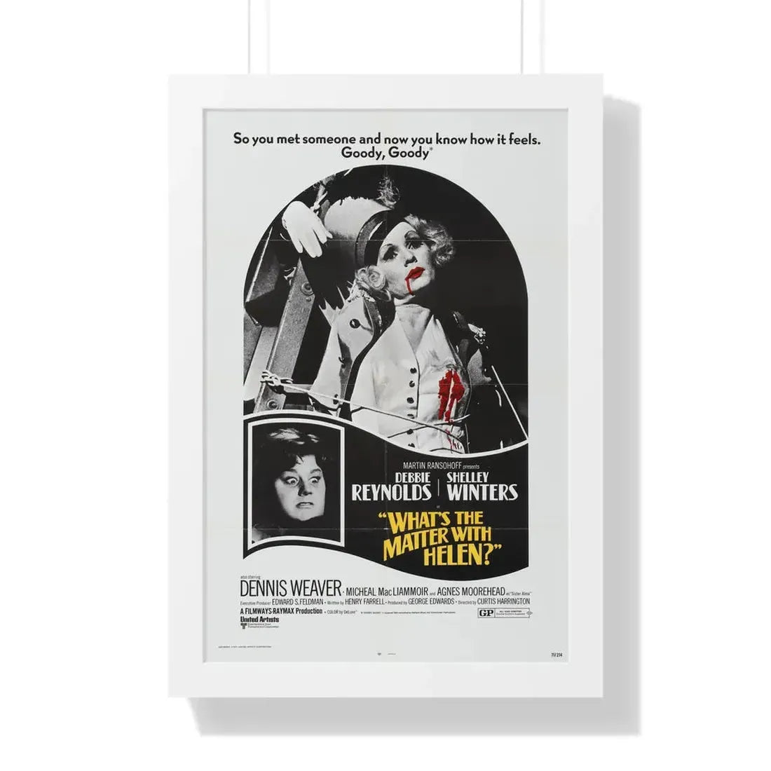 WHAT'S THE MATTER WITH HELEN 1971 - Framed Movie Poster 16″ x 24″ White - The Sticker Space
