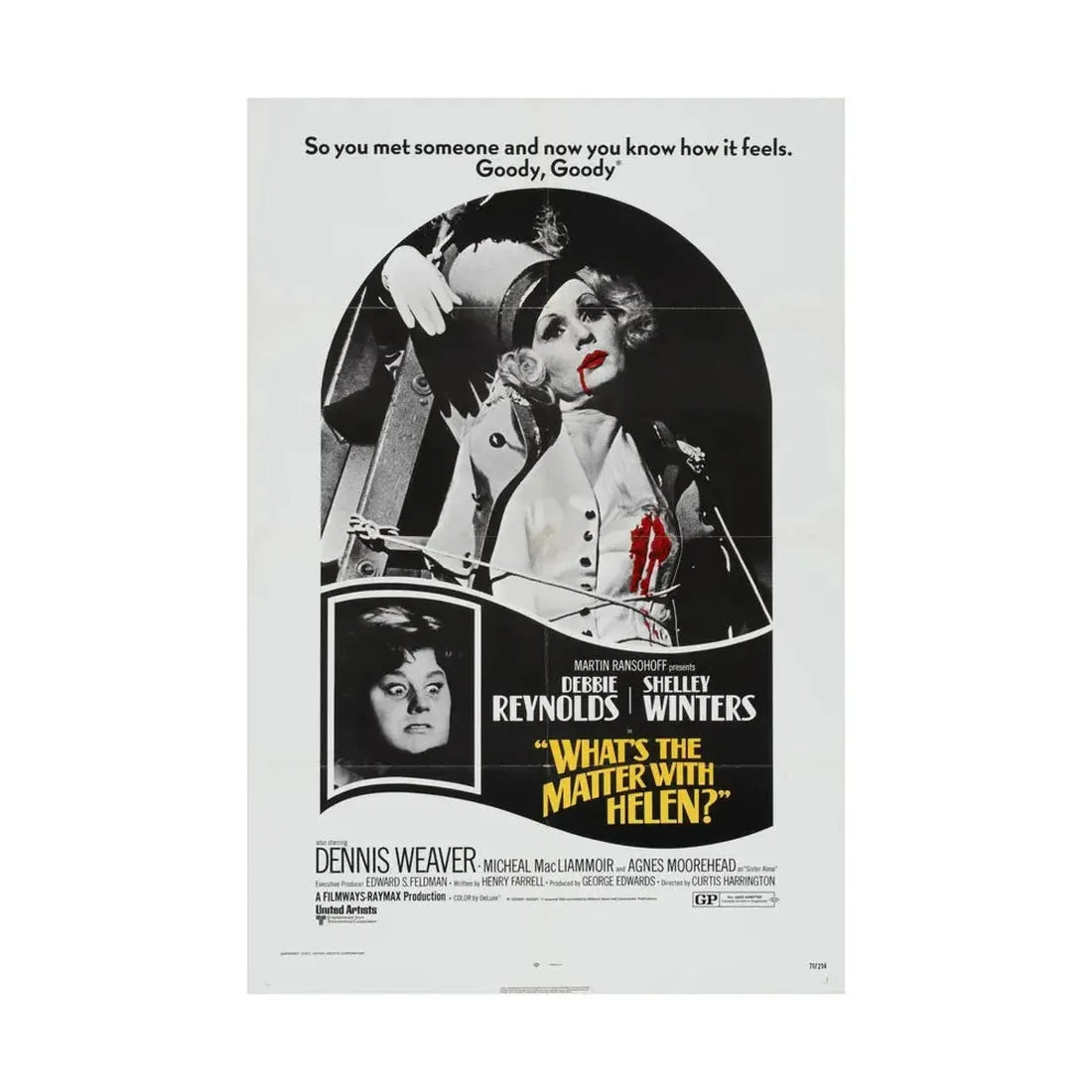 WHAT'S THE MATTER WITH HELEN 1971 - Paper Movie Poster - The Sticker Space