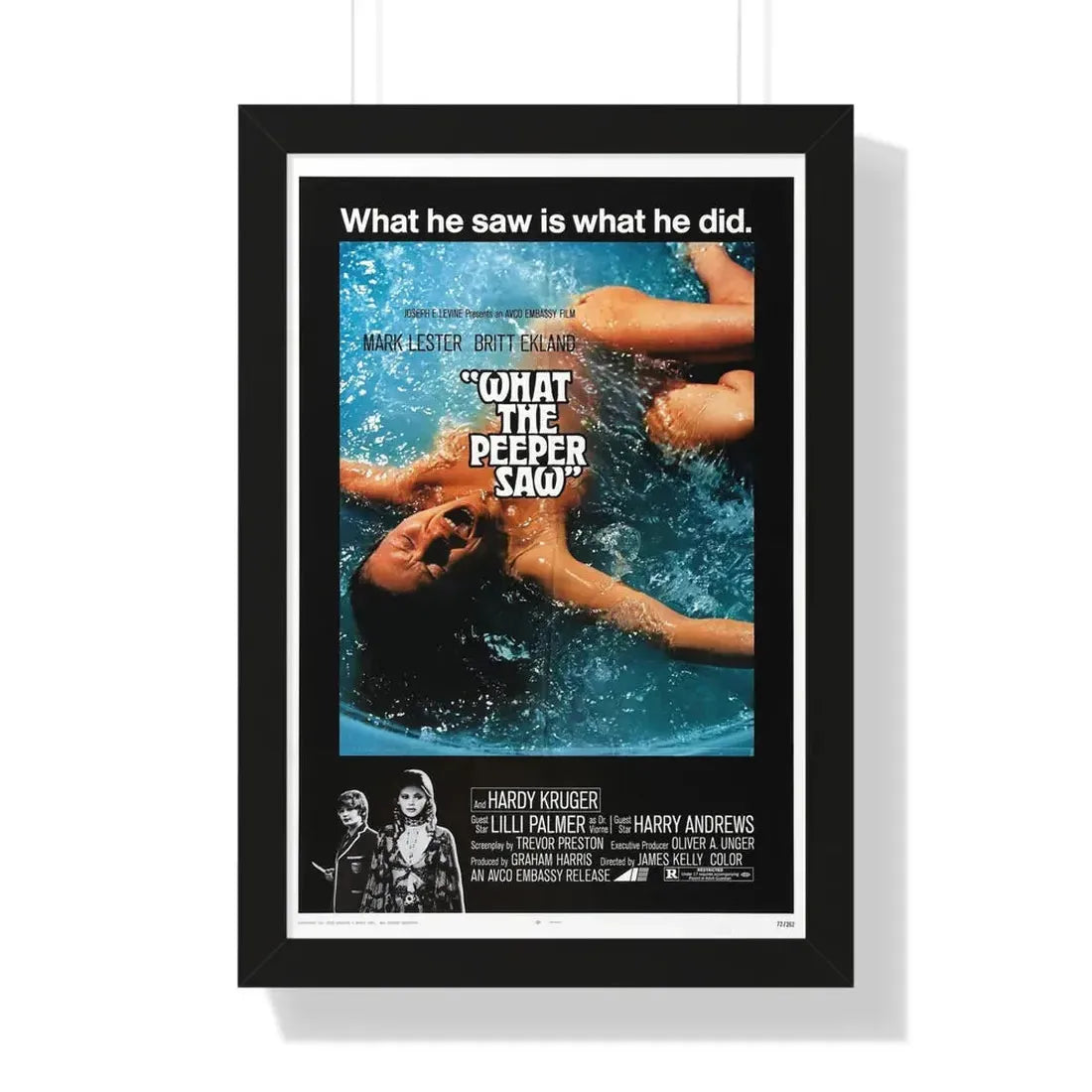 WHAT THE PEEPER SAW 1972 - Framed Movie Poster 16″ x 24″ Black - The Sticker Space